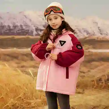 鸭鸭 童装 拼色连帽加绒羽绒内胆三合一户外冲锋衣 儿童款