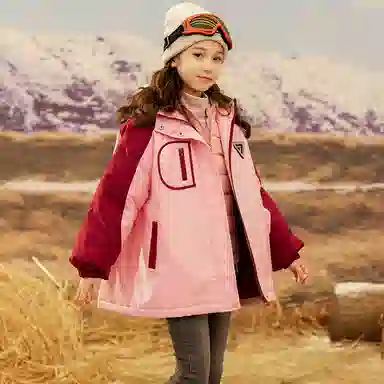 鸭鸭 童装 拼色连帽加绒羽绒内胆三合一户外冲锋衣 儿童款