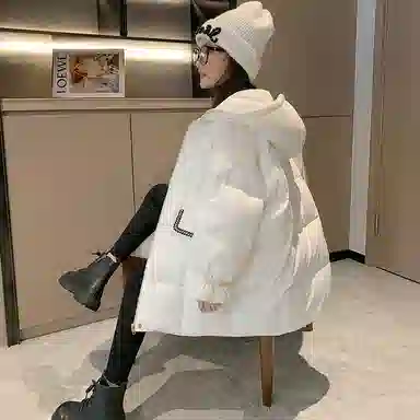 鸭鸭 童装 纯色连帽中长款宽松休闲羽绒服 儿童款