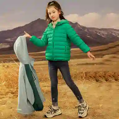 鸭鸭 童装 拼色连帽加绒羽绒内胆三合一户外冲锋衣 儿童款