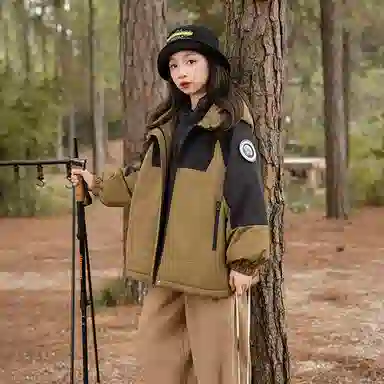 鸭鸭 拼色夹棉羽绒内胆三合一可拆卸防水中长款冲锋衣 儿童款