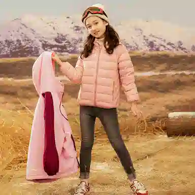 鸭鸭 童装 拼色连帽加绒羽绒内胆三合一户外冲锋衣 儿童款