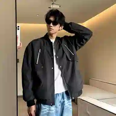 悍戈 美式高街个性潮流百搭宽松飞行员工装长袖外套夹克 男女同款
