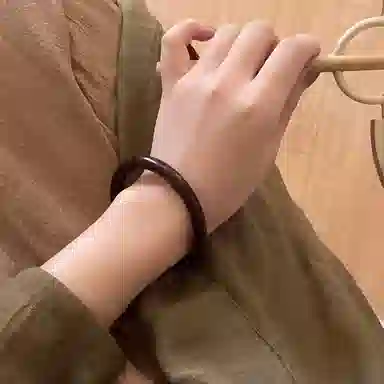 雅谷 宫廷新中式古风旗袍禅意小众复古民族风招财纳福实心简约文艺中式手饰 木 手镯 男女同款情侣款 檀木 礼物 礼盒装