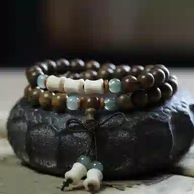 雅谷 上岸竹节新中式禅意佛珠念珠转运珠国潮复古汉服旗袍小众设计高级感 木作 手串 男女同款情侣款 檀木 礼盒