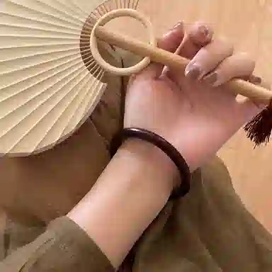 雅谷 宫廷新中式古风旗袍禅意小众复古民族风招财纳福实心简约文艺中式手饰 木 手镯 男女同款情侣款 檀木 礼物 礼盒装