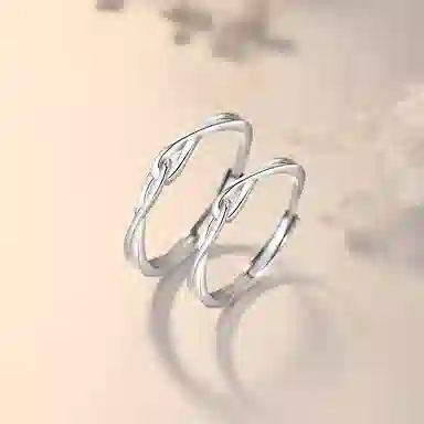 中国黄金 珍·如金 一见钟情 爱意缠绕 足银 戒指 男女同款情侣款 银色 礼盒装