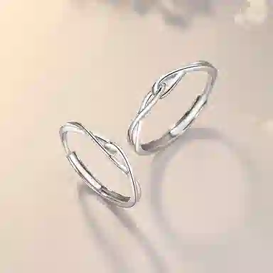 中国黄金 珍·如金 一见钟情 爱意缠绕 足银 戒指 男女同款情侣款 银色 礼盒装