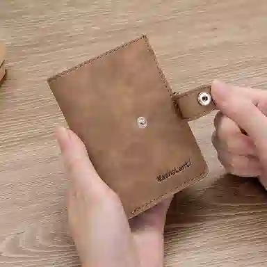 马莎兰缇 通勤纯色复古卡位防盗 超纤合成革 零钱包银行卡包 男款 咖啡色