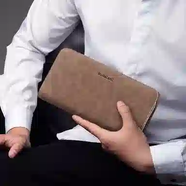 马莎兰缇 经典百搭复古潮流 超纤合成革 零钱包钱包 男款 咖啡色