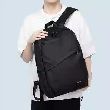 马莎兰缇 经典百搭机能纯色大容量防泼水运动出行商务差旅 织物 书包背包双肩包 大号 男款 黑色/烟灰色