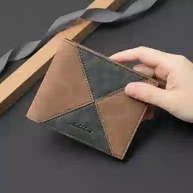 马莎兰缇 短款多功能多卡位商务休闲大容量 合成革 卡包钱包 男款 灰色/啡色