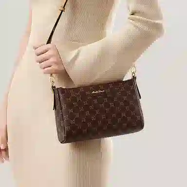 Mashalanti PVC Shoulder Bag Deep Brown Apricot