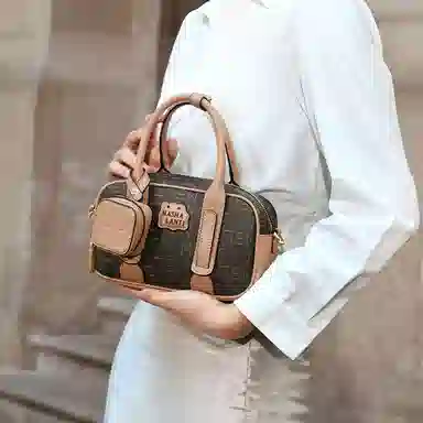 Mashalanti Vintage PVC Tote Bag Brown Tea