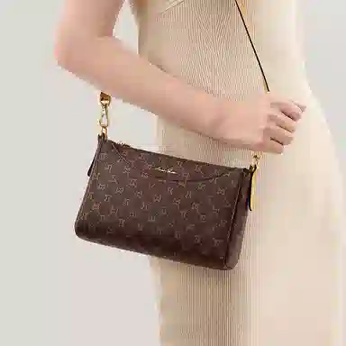 Mashalanti PVC Shoulder Bag Deep Brown Apricot