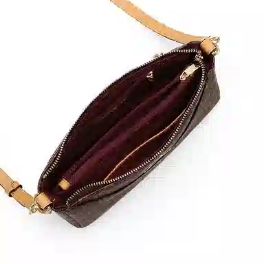 Mashalanti PVC Shoulder Bag Deep Brown Apricot
