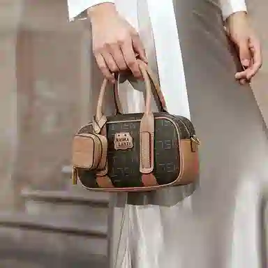 Mashalanti Vintage PVC Tote Bag Brown Tea