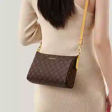 Mashalanti PVC Shoulder Bag Deep Brown Apricot