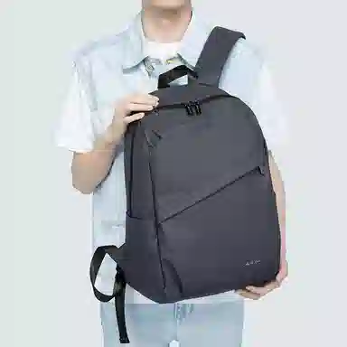 马莎兰缇 经典百搭机能纯色大容量防泼水运动出行商务差旅 织物 书包背包双肩包 大号 男款 黑色/烟灰色