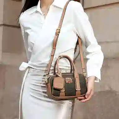 Mashalanti Vintage PVC Tote Bag Brown Tea