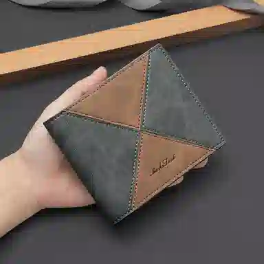 马莎兰缇 短款多功能多卡位商务休闲大容量 合成革 卡包钱包 男款 灰色/啡色