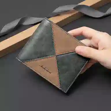 马莎兰缇 短款多功能多卡位商务休闲大容量 合成革 卡包钱包 男款 灰色/啡色