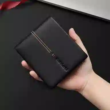 马莎兰缇 大容量商务出行多卡位潮流时尚小众 头层牛皮 短款长款零钱包卡包手拿钱包 男款 黑色