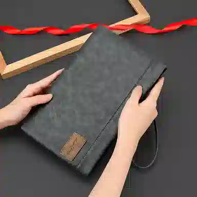 马莎兰缇 简约高级时尚商务差旅大容量百搭轻便超薄通勤 合成革 腋下包手抓包手拿包 常规 男款 烟灰色