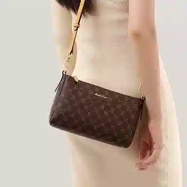 Mashalanti PVC Shoulder Bag Deep Brown Apricot