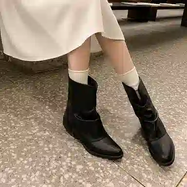 头层牛皮牛皮 复古时尚 个性潮流百搭 短靴 女款