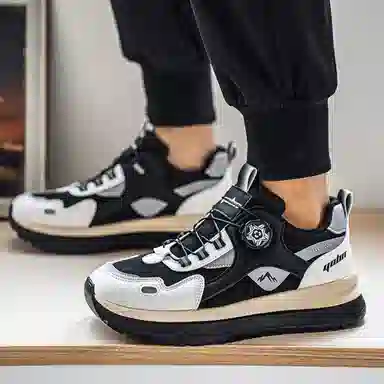 复古港风旋钮设计厚底增高时尚百搭户外运动日常通勤阿甘鞋 老爹鞋 男款