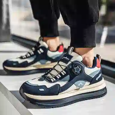 复古港风旋钮设计厚底增高时尚百搭户外运动日常通勤阿甘鞋 老爹鞋 男款