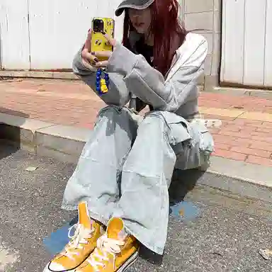 JUFU Retro Cargo Wide Leg Jeans