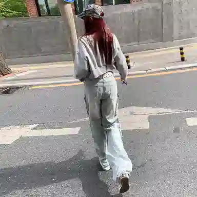 JUFU Retro Cargo Wide Leg Jeans