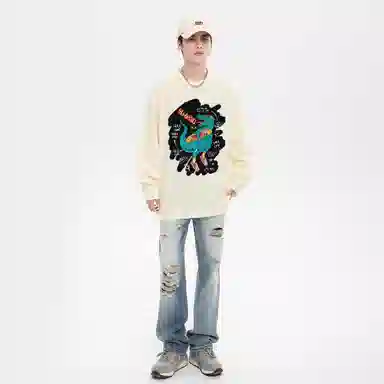 HUANQIU Oversize Cartoon Dinosaur Tee