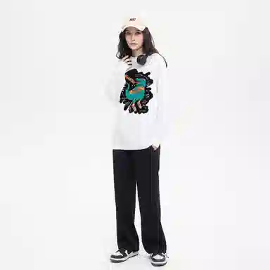 HUANQIU Oversize Cartoon Dinosaur Tee