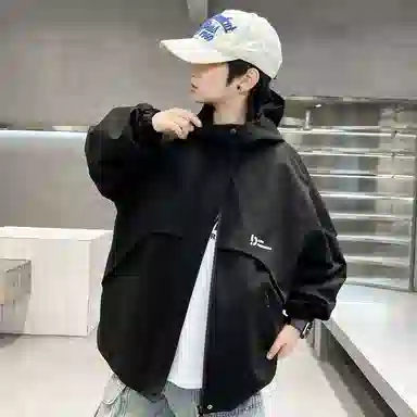 熊猫圆圆夹克 韩版帅气休闲连帽拉链开衫 儿童款