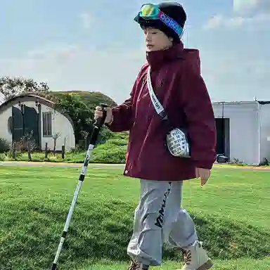 熊猫圆圆 男童帅气渐变三合一可拆卸防水连帽夹克外套儿童款
