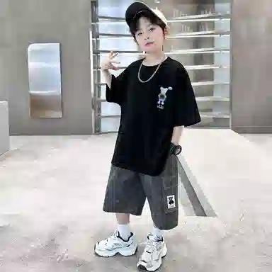 熊猫圆圆休闲运动套装 时尚帅气上衣搭配舒适百搭短裤 儿童款