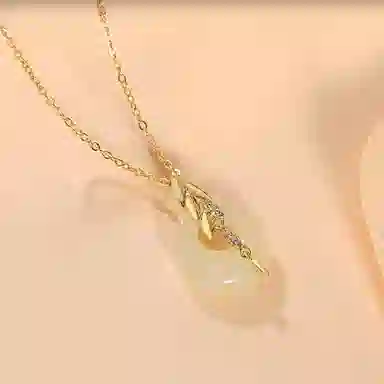 妙银阁 穗穗平安扣和田玉吊坠新中式麦穗设计小众款高级感精致轻奢贵气 项链 青白玉 女款