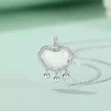 妙银阁 如意平安锁铃铛一步一响新中式国潮设计感小众精致优雅大气简约百搭日常款#好运 玉髓 项链 女款