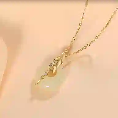 妙银阁 穗穗平安扣和田玉吊坠新中式麦穗设计小众款高级感精致轻奢贵气 项链 青白玉 女款
