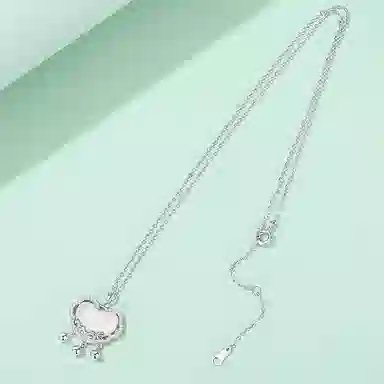 妙银阁 如意平安锁铃铛一步一响新中式国潮设计感小众精致优雅大气简约百搭日常款#好运 玉髓 项链 女款