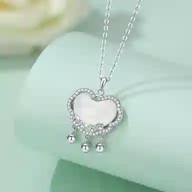 妙银阁 如意平安锁铃铛一步一响新中式国潮设计感小众精致优雅大气简约百搭日常款#好运 玉髓 项链 女款