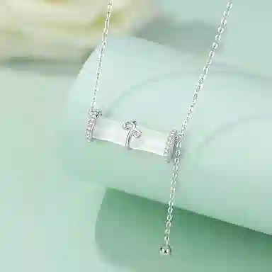 妙银阁 竹节新中式清冷感高级设计 小众简约甜美精致 玉髓 项链 女款