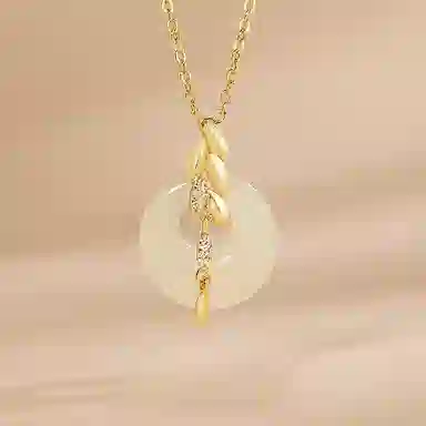 妙银阁 穗穗平安扣和田玉吊坠新中式麦穗设计小众款高级感精致轻奢贵气 项链 青白玉 女款