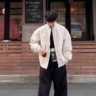 虫小绿 美式教练飞行员外套春秋季潮流常规基础款高级感百搭痞帅硬汉纯色立领上衣廓形三防宽松休闲拉链棒球服夹克 男女同款