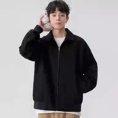 虫小绿 美式复古基础款水洗翻领宽松休闲哈灵顿工装外套春秋季潮流设计感百搭经典无性别棒球服夹克 男女同款