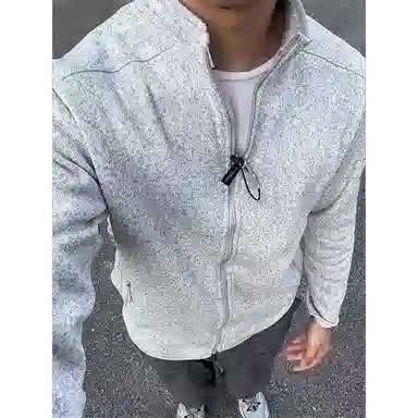 虫小绿 美式复古拉链立领抓绒保暖外套夹克开衫休闲百搭长袖上衣高级感户外运动健身卫衣 男女同款