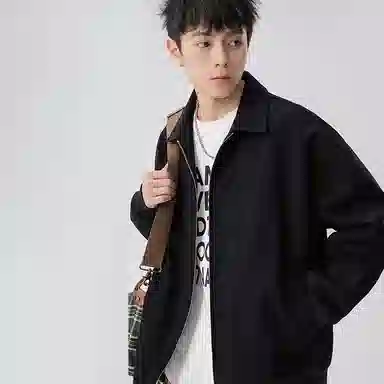 虫小绿 美式复古基础款水洗翻领宽松休闲哈灵顿工装外套春秋季潮流设计感百搭经典无性别棒球服夹克 男女同款